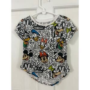 Disney Girls Graffiti Micky Mouse Short Sleeve Shirt Size 4/5